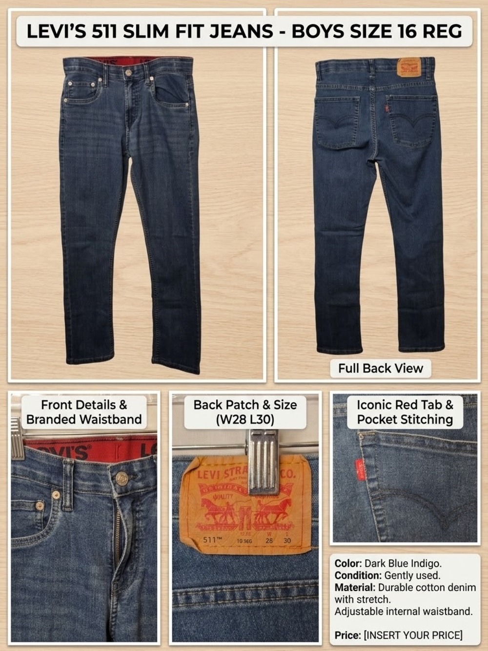 Levi's Dark Blue Indigo Boys Slim Jeans